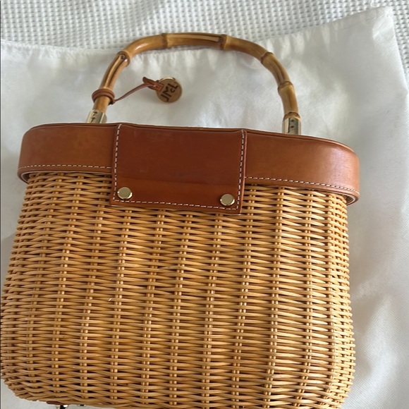Brown and Tan Woven Tote with Leather Accents - Picture 5 of 6